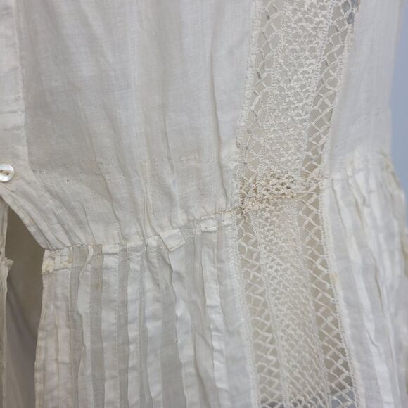 ANTIQUE vintage 1920s‎ Edwardian white drop waist tea slip dress XS - Picture 8 of 17
